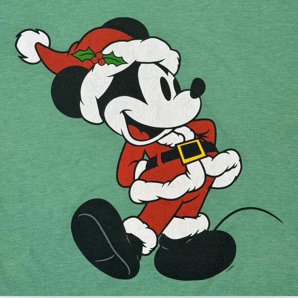 Santa Mickey Mouse Christmas T-Shirt Medium - Picture 3 of 4